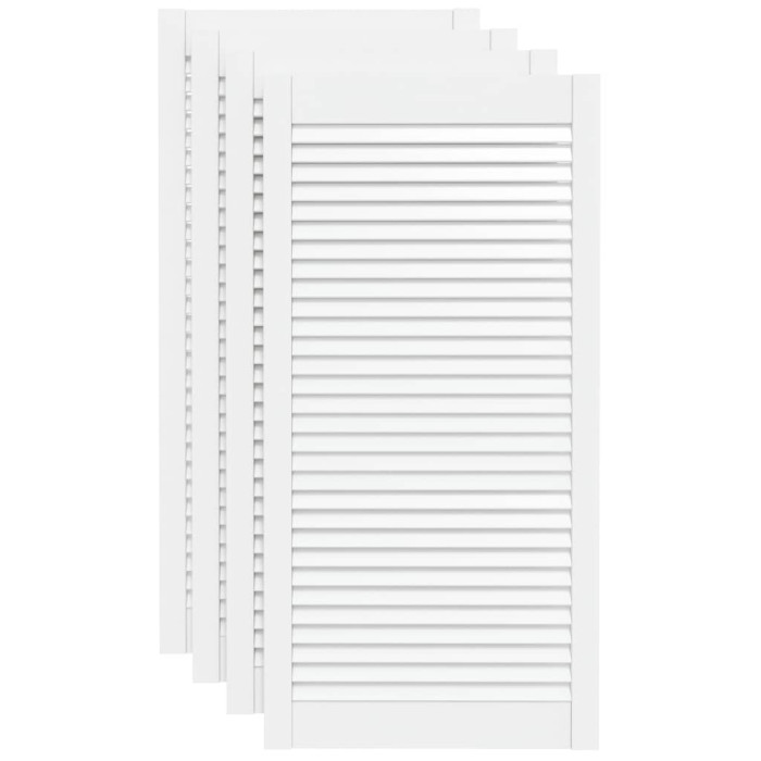 Vrata za omarico z letvicami 4 kosi bela 99,3x49,4 cm borovina